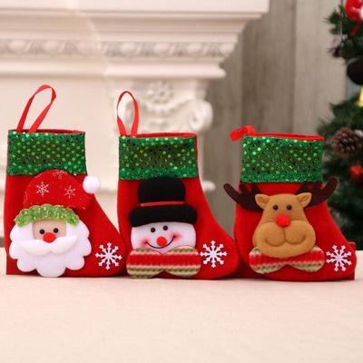 Glitter Christmas Stocking with Santa, 3D Holiday Gift Bag