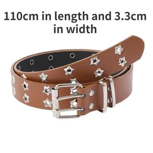 Women y2k Star Eye Rivet Belt Double Row Hole Belt Punk Wais