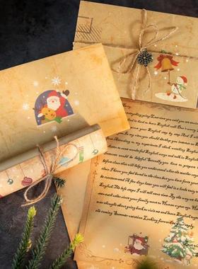 6pcs Vintage Christmas Kraft Letter Paper Santa Claus Snowma