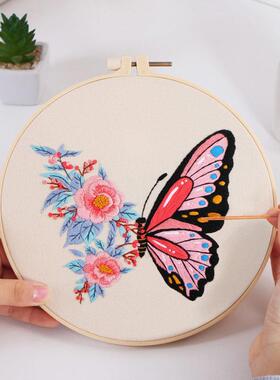 Zhuang Zhou Mengdie Flower Embroidery English Kit