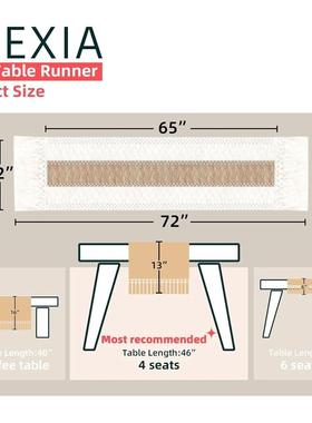 Table Runner for Summer Home Decor with Tassels 72 Inches Lo