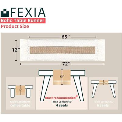 Table Runner for Summer Home Decor with Tassels 72 Inches Lo