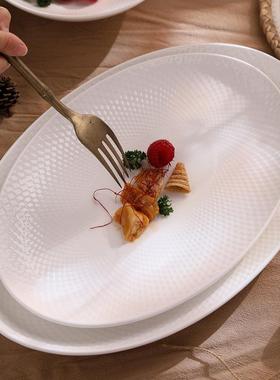 Large White Ceramic Platter Oval Serving Dish for Fish Meals