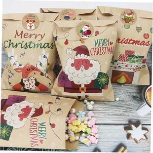 Bag Kraft Claus Christmas Snowma Santa Gift Bags 24Set Paper
