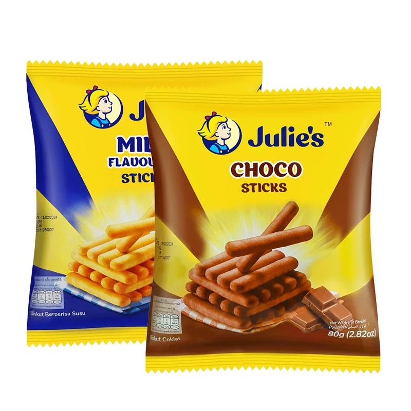 临期Julie's茱蒂丝80g巧克力牛奶味香脆条饼干下午茶早餐零食