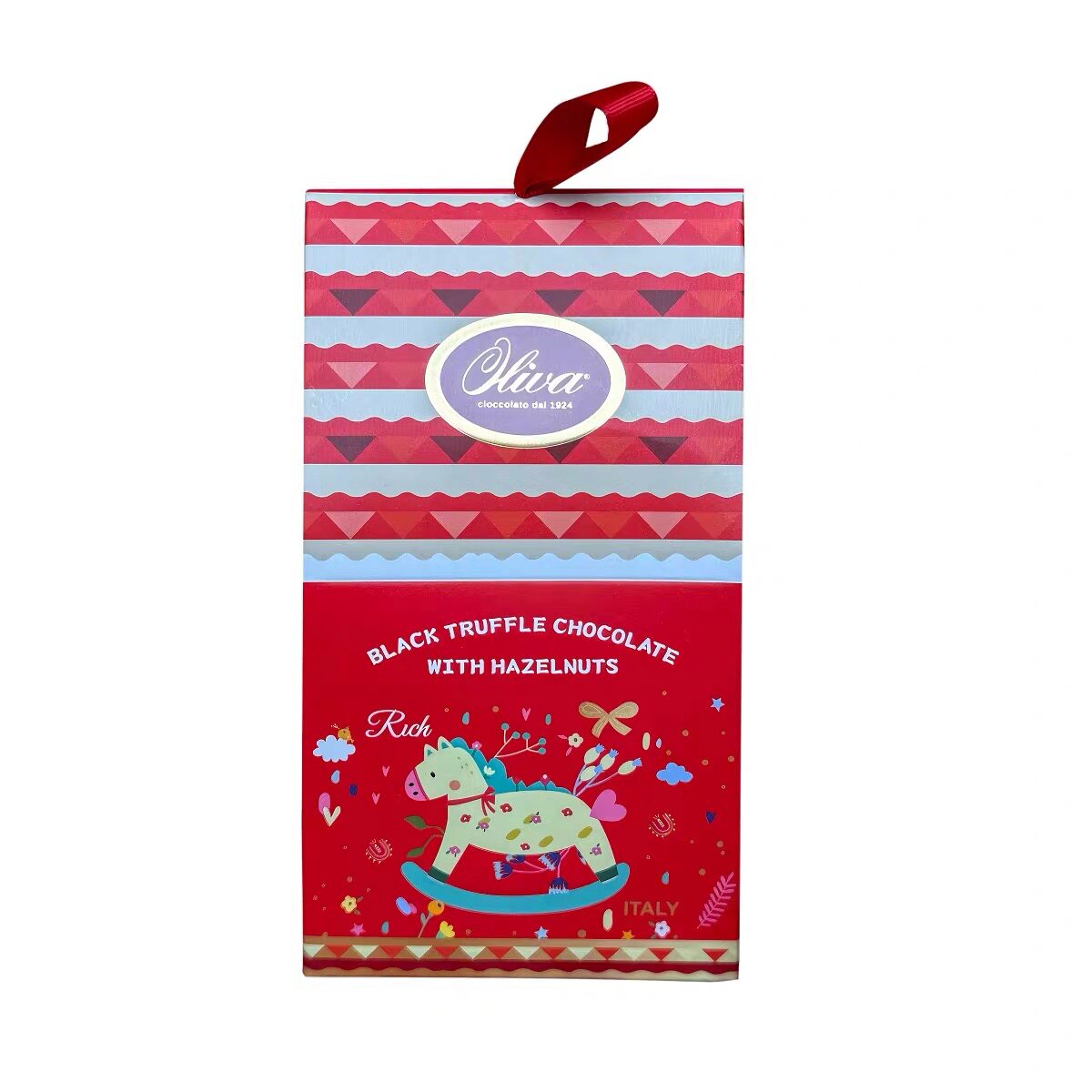 意大利原装进口Oliva欧莉松露形榛子黑巧克力制品幸运小马80g