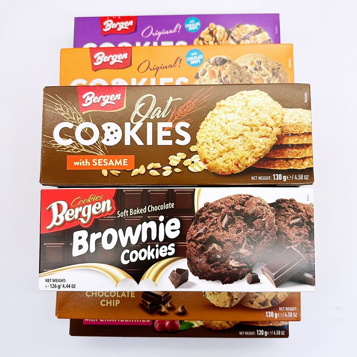 波兰原装进口bergen曲奇饼干125克花生巧克力/奶油坚果夹心小零食