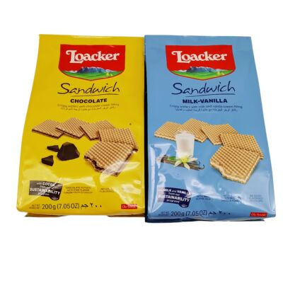 莱家loacker进口薄脆威化饼干休闲巧克力香草夹心办公室小零食