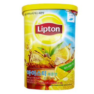 韩国进口 Lipton立顿柠檬味冰红茶907g速溶茶粉末固体饮料冲饮