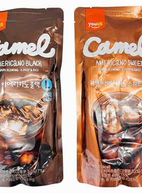 韩国进口友施黑咖啡美式饮料即饮袋装340ml办公室提神下午茶夏日