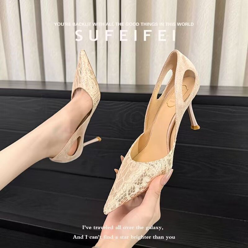 苏妃妃细跟百搭镂空绝美高跟鞋女2026夏天季新款法式气质尖头单鞋