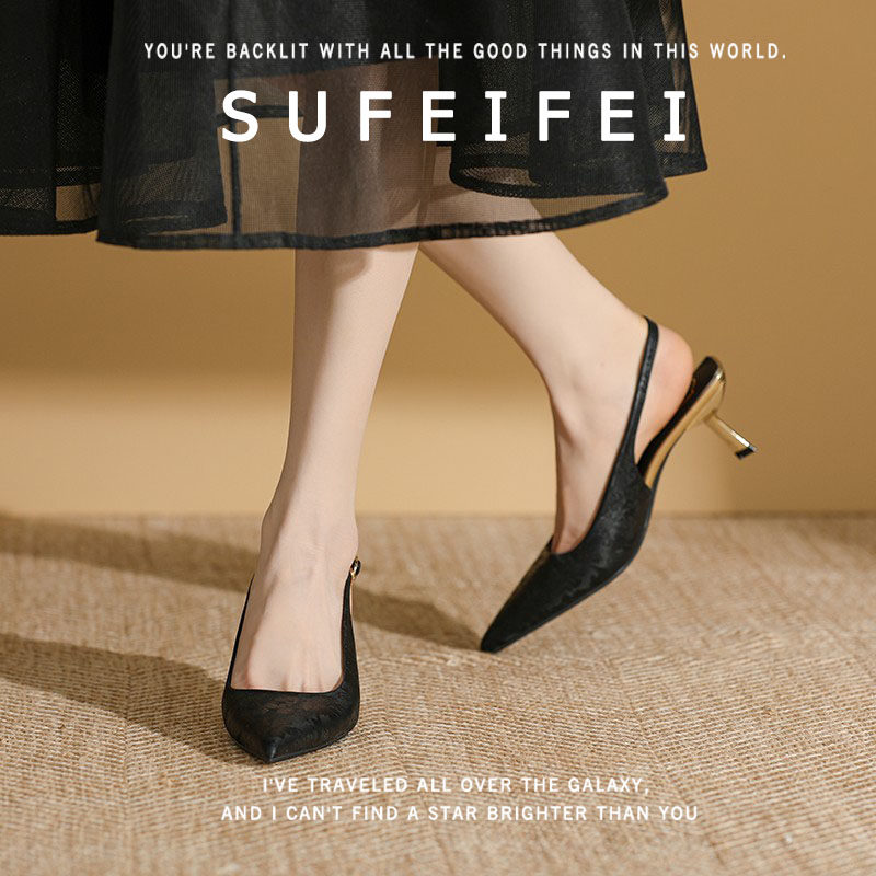 苏妃妃配裙子2026年夏季新款尖头包头一字带凉鞋气质细跟女高跟鞋