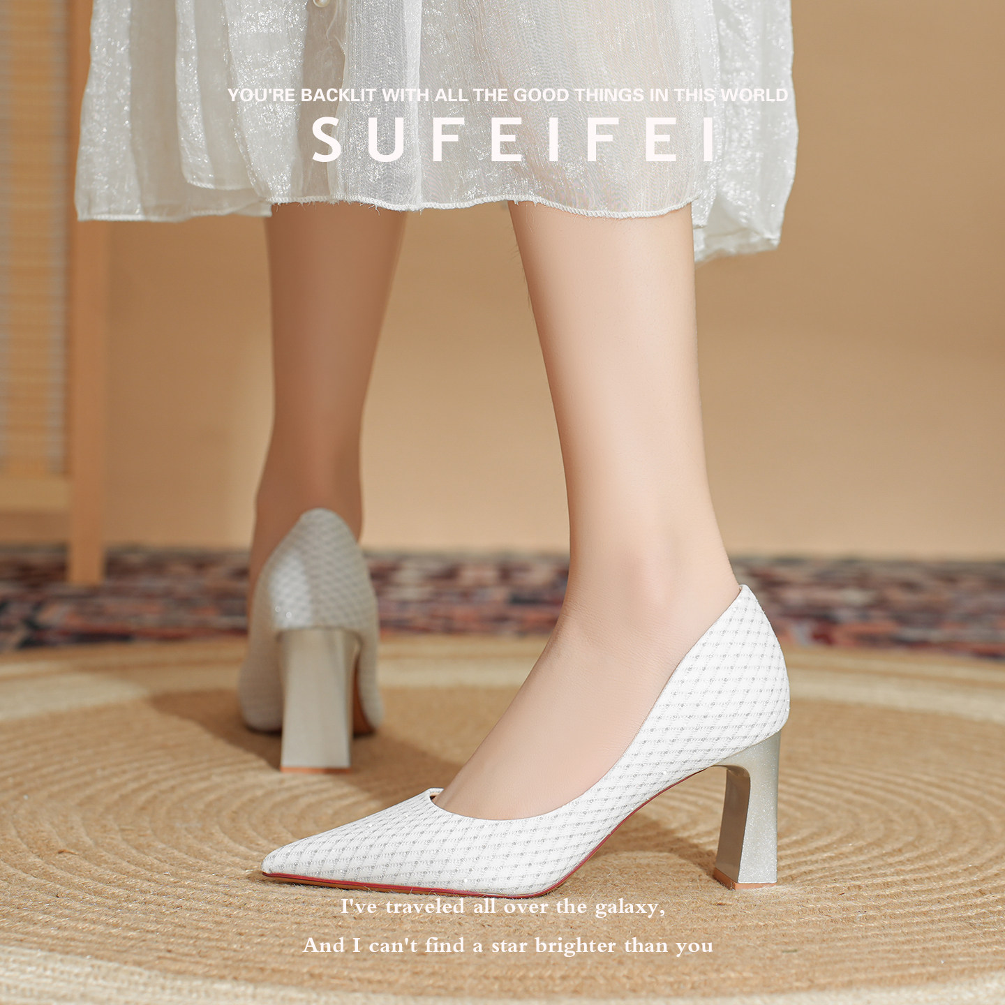 法式绝美不累脚高跟鞋女粗跟2026夏季新款职业通勤银色工作鞋单鞋