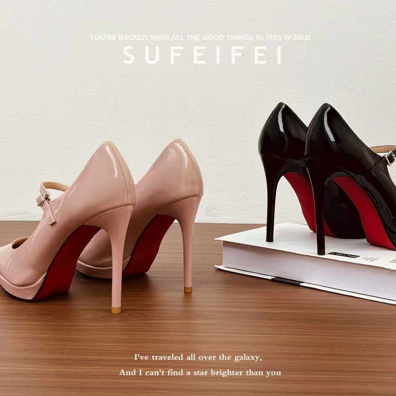 【防水台跟高11cm】羊皮版苏妃妃红底鞋防水台绝美超高跟鞋女细跟