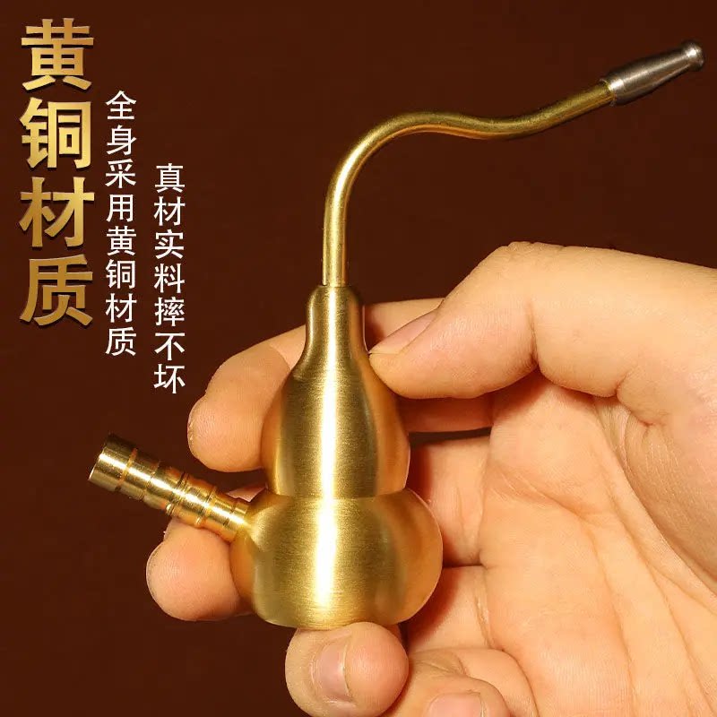 可清洗可拆卸】纯黄铜水过滤烟嘴粗中细通用便捷送礼佳品葫芦摆件