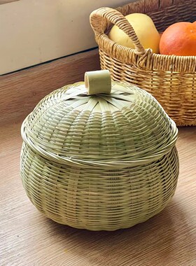 竹编制品收纳筐手工竹筐箩筐果盘菜篮子厨房装鸡蛋的收纳盒藤编篮