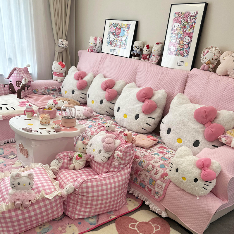 哈喽kitty抱枕沙发客厅靠枕超软垫子大靠背可爱公仔毛绒玩具装饰
