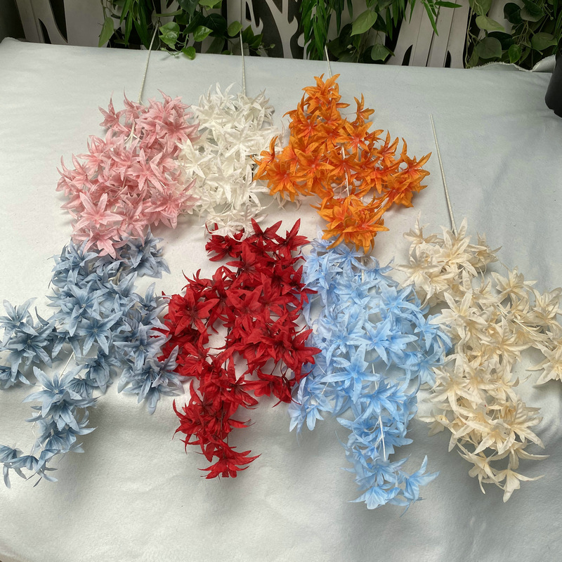 北欧风仿真树枝发财枫叶 家居客厅庭院室内装饰仿真叶子 假绿植