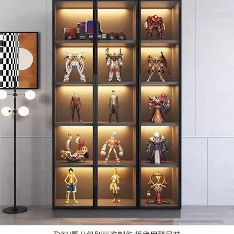 落地玻璃门手办柜展示柜客厅储物玩具手办模型收纳柜书柜