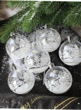 6pcs 6cm Transparent Snow Christmas Balls Pendants for Chri