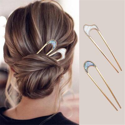 Shell Hairpin Metal U Shaped Hair Pins Hair Fork U French Ha