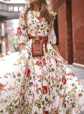 s Boho Floral Maxi Dress Party Evening Summer Beach Sundress
