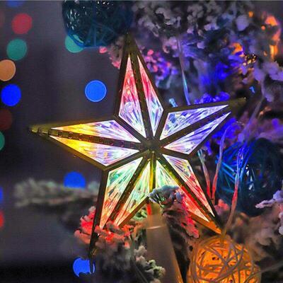 1Pc 16/20cm Christmas Tree Top Star Light LED Glowing Star L