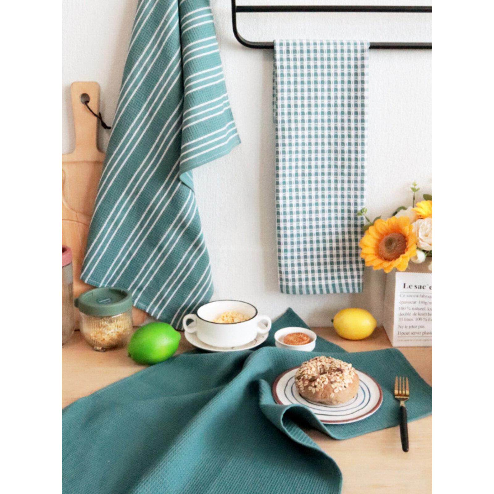 3 .包装棉质厨房毛巾、毛巾、茶巾、厨房毛巾、抹布