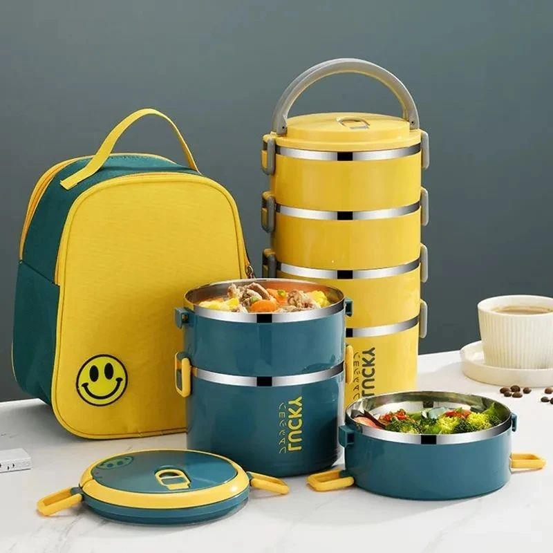 Multi-layer Lunch Box Stainless Steel Insulated Bento Food C