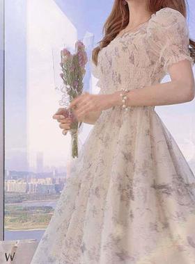 Summer Tea Break French Ink Painting Waist Slimming Temperam