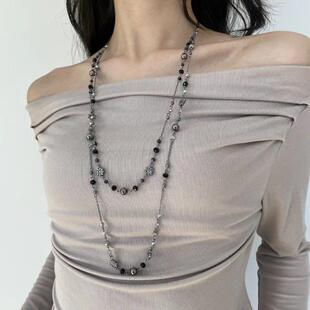 Beaded long necklace collarbone chain for women项链锁骨链女