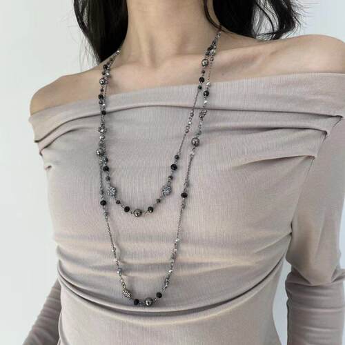 Beaded long necklace collarbone chain for women项链锁骨链女