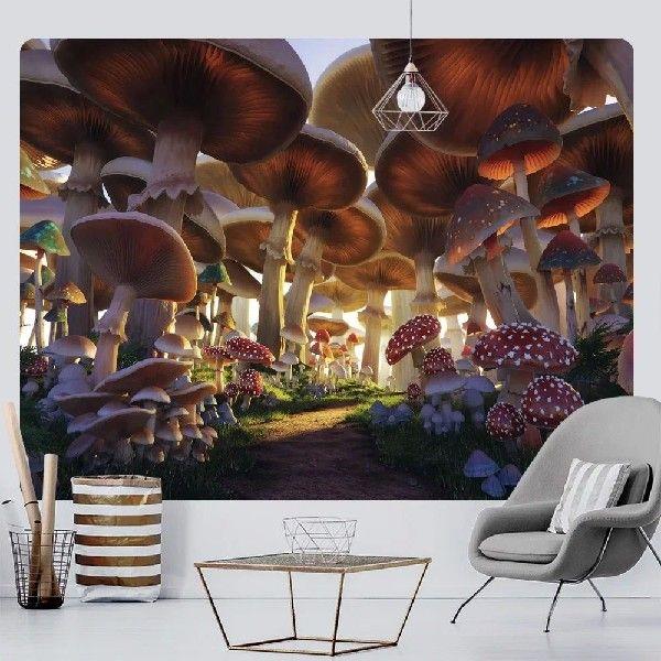 Fairytale forest psychedelic scene mushroom home decoration