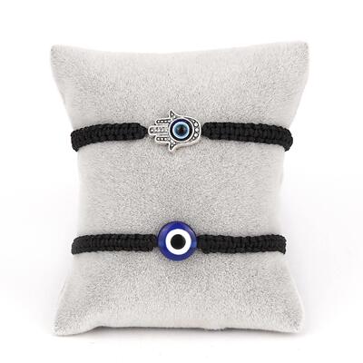 2PCS Blue Evil Eye Couple Bracelet Sets for Woman Men Charm0