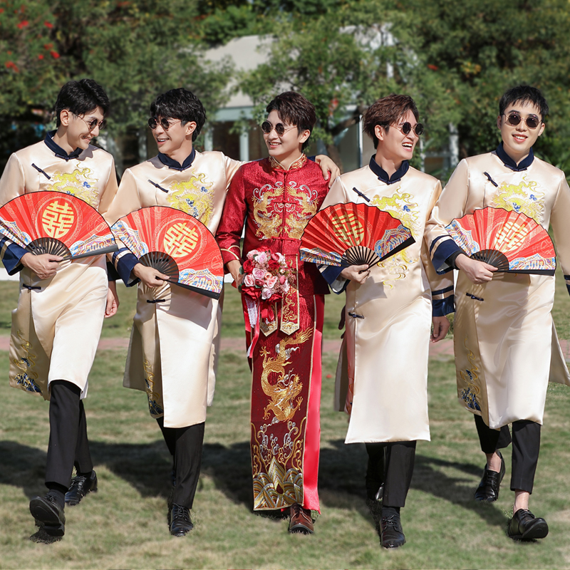 伴郎服中式结婚礼服兄弟团接亲服