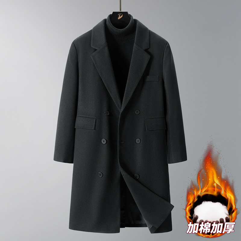 新款过膝长款羊绒大衣男风衣西装领双面羊毛呢外套加厚