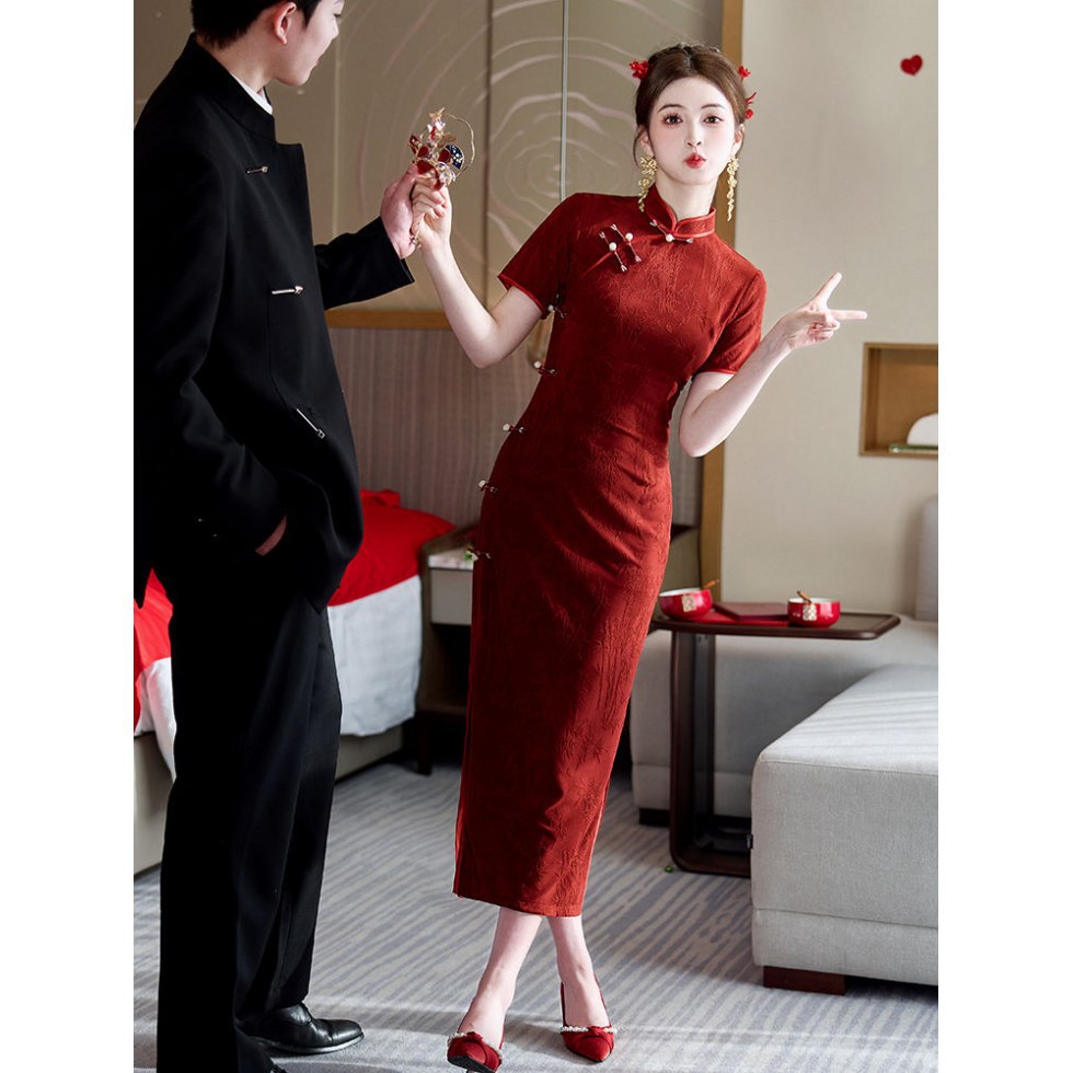 红色旗袍敬酒服2025新款
