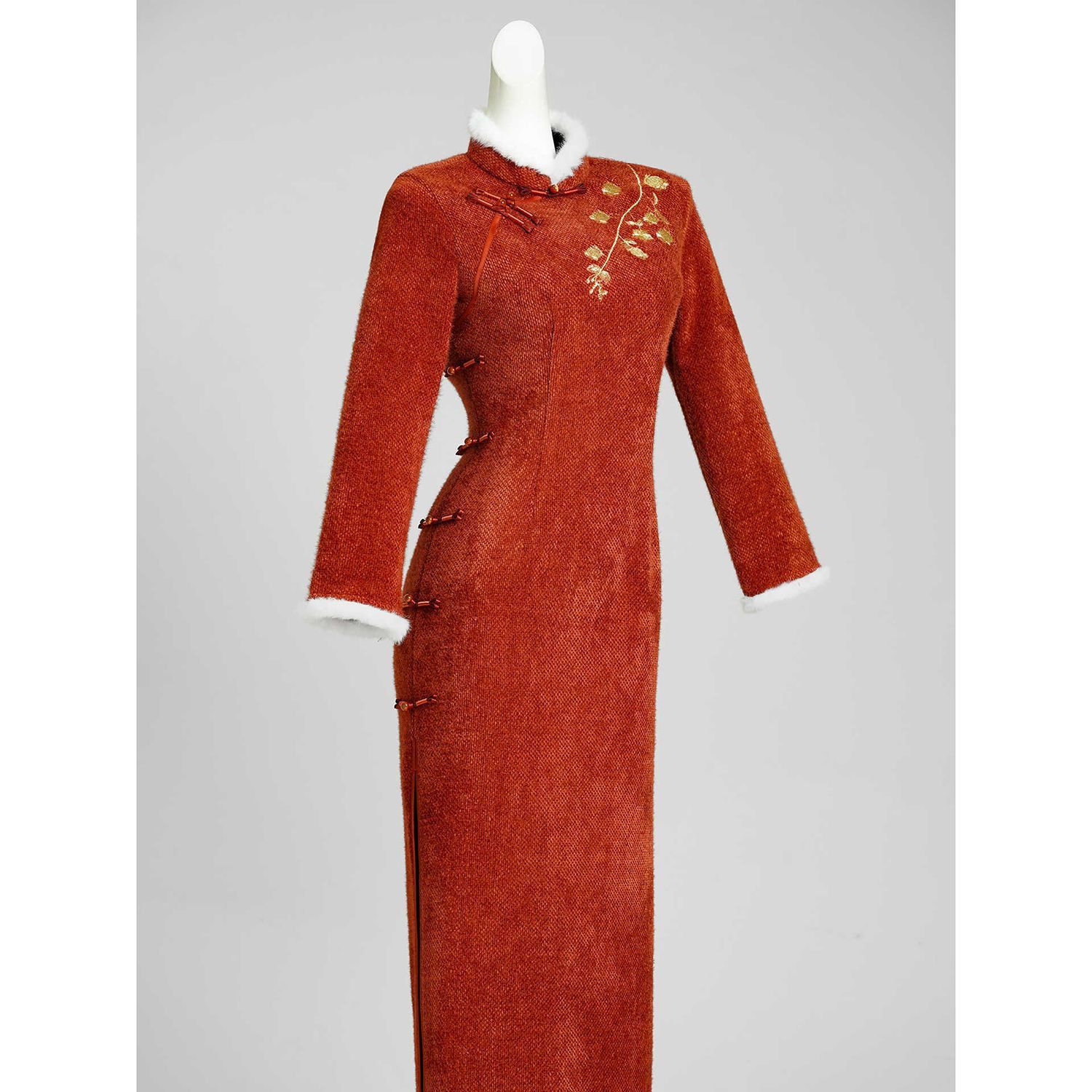 新中式国风改良秋冬旗袍2