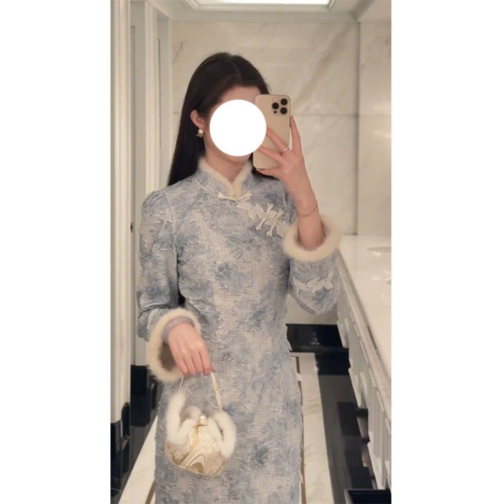 新中式气质清冷感旗袍连