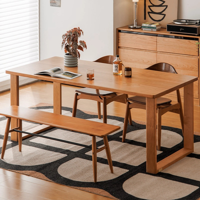 实木餐桌樱桃木色长方形