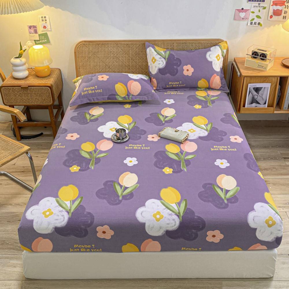 棉厚60198加花磨毛床单件纯棉全席全梦保思包床垫护罩套卉床套笠