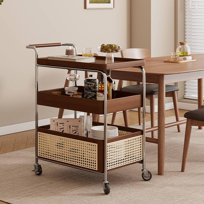 木可动移推车几72651简实茶柜几沙发边藤角几客置餐边餐小车厅编