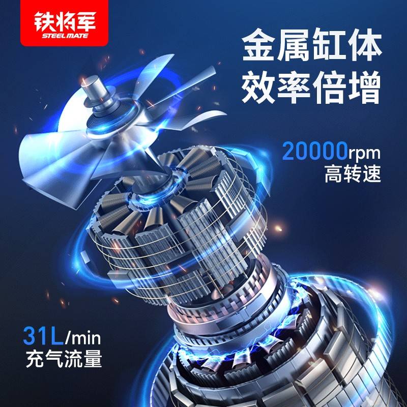 33488自将军轮动汽带打气随车铁车可机携式用气胎球车充车气泵电