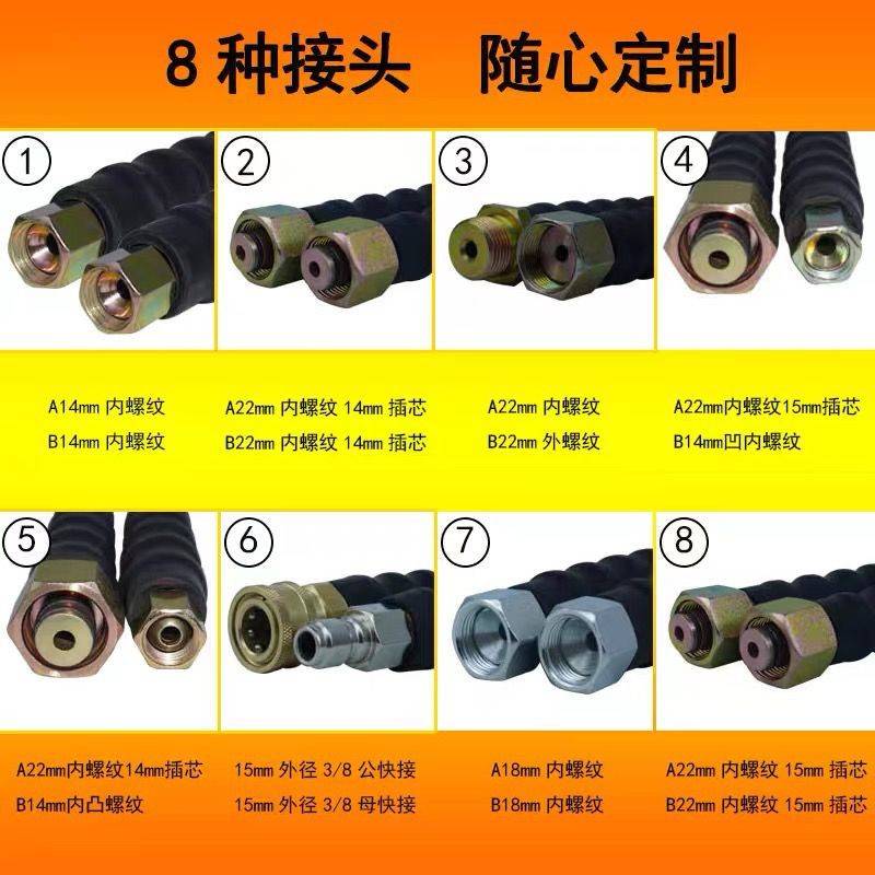 出车高压防爆钢丝管820机/8水洗0/5558/高9959水管子黑管猫压枪水