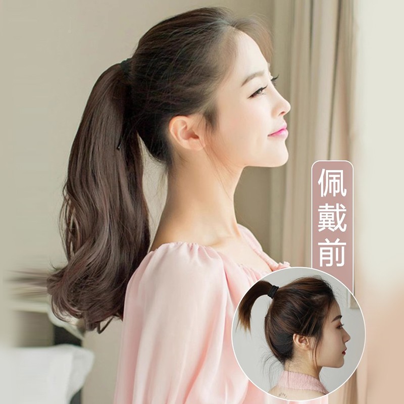 假发发梨马尾 低短款PIZ式花高马尾假女真发绑带尾假发辫子马发卷