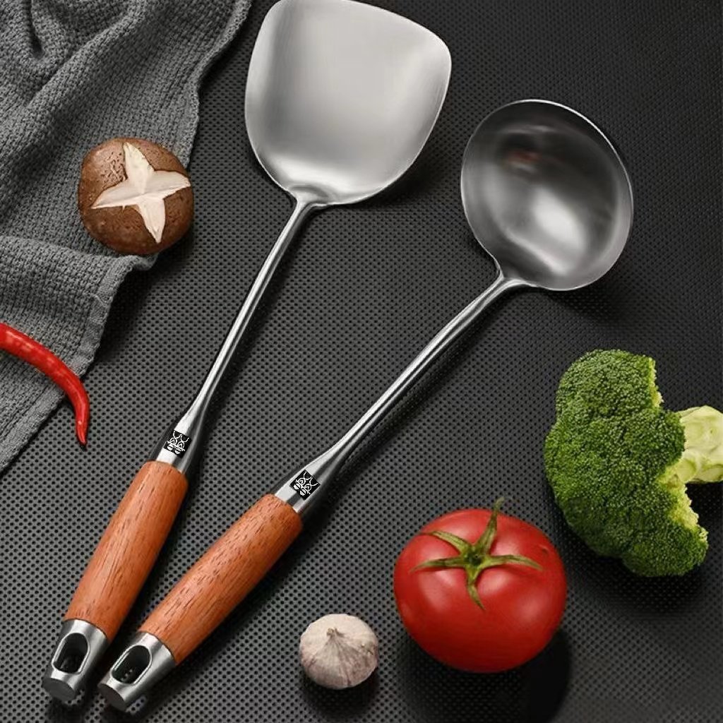 德国DOUBLEDELI不锈钢花梨木柄锅铲汤勺加厚防烫家用炒铲炒勺厨具,厨房/烹饪用具,锅铲,淘宝优惠券,粉丝福利购,淘宝优惠卷