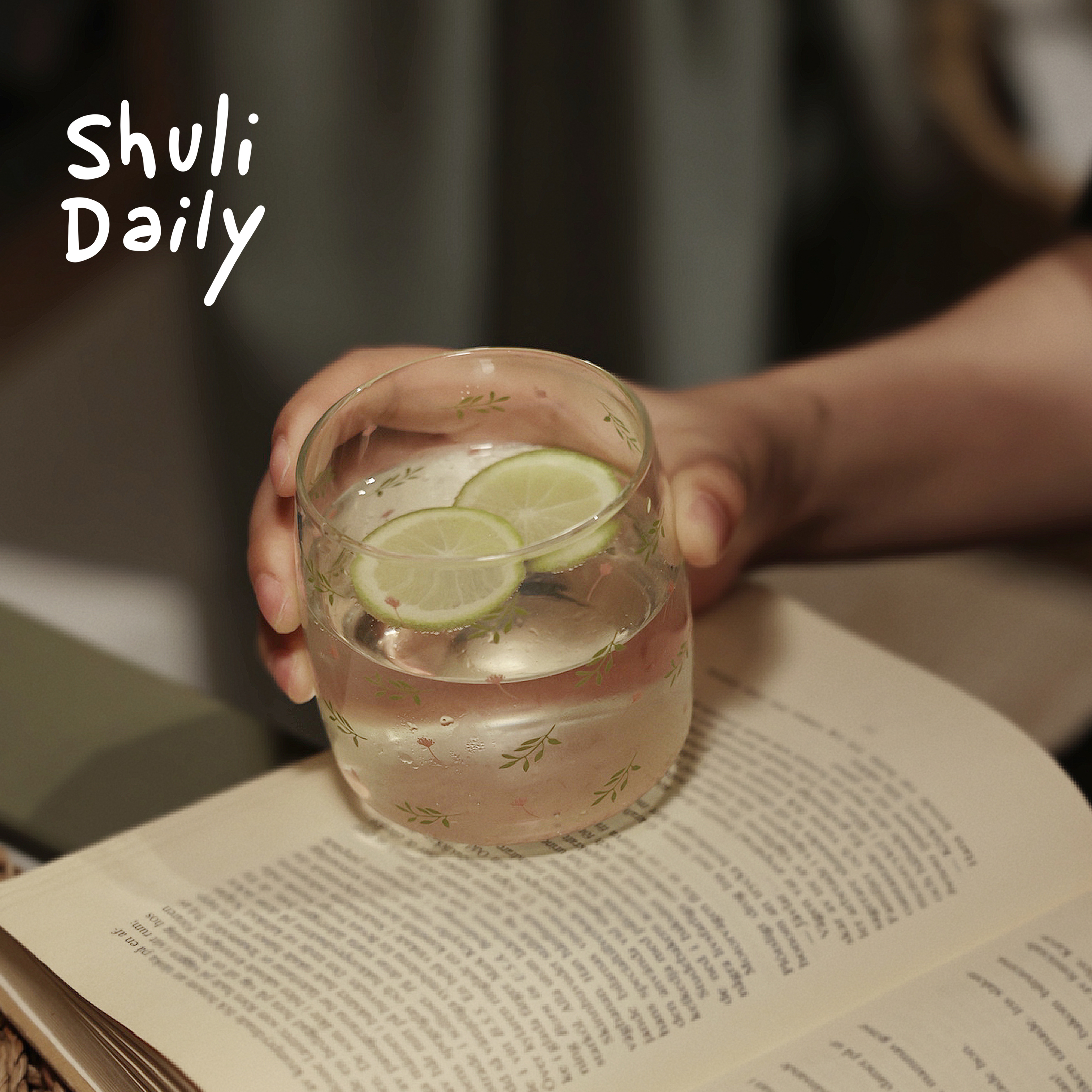 夏天小清新碎花花纹可爱创意早餐高硼硅耐热玻璃杯牛奶奶昔杯家用