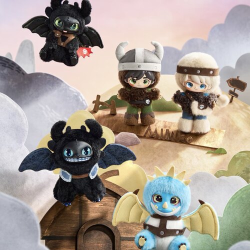 新品 miniso名创优品驯龙高手经典复刻系列搪胶毛绒盲盒挂件送礼