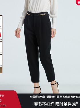 RARE威雅女装 秋冬黑色通勤锥女士休闲裤 RR2236420047