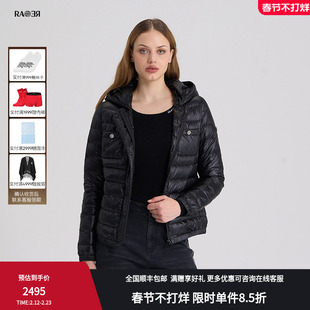 RARE威雅女装 秋冬黑色保暖轻薄羽绒服外套RR2246130118